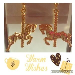 Whimsical REO Stamped Carousel Horse Earrings